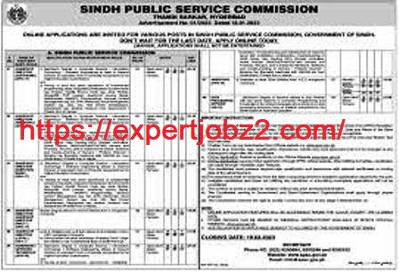 Advertisement 01# of Sindh Public Service Commission SPSC Jobs