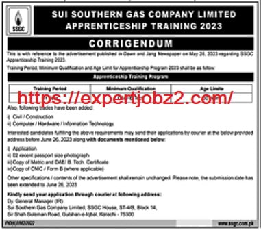 Advertisement of SSGC Jobs