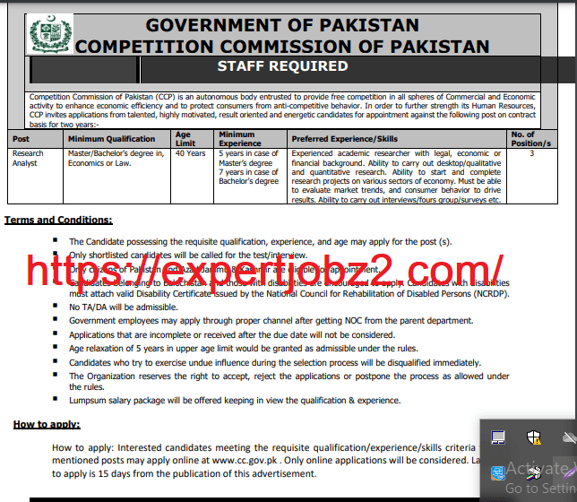 Advertisement of Competition Commission of Pakistan (CCP) Jobs