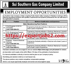 Advertisement of SSGC Jobs 2024